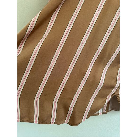 Aerie Pj to Party Pajama Set Button Down Short Size Small Brown Satin Pink - Picture 6 of 10